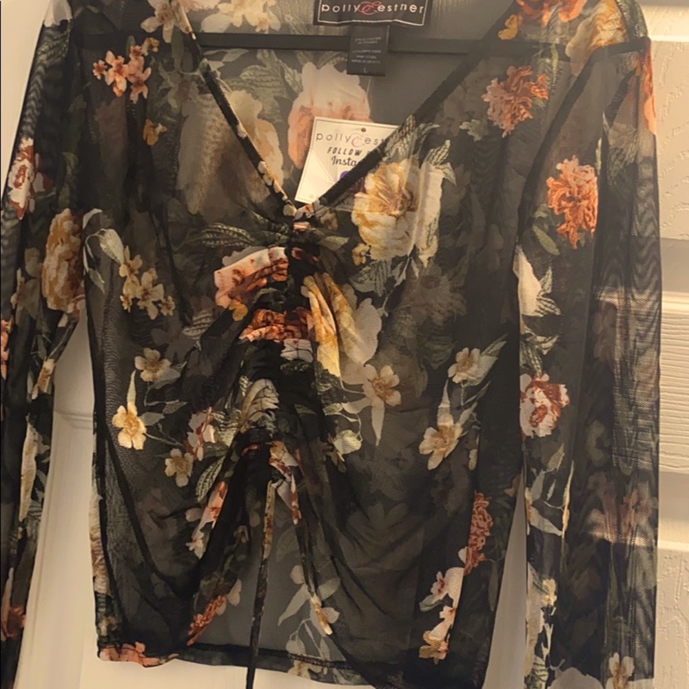 Sheer floral crop top